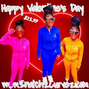Women's Pink, Blue, and Orange Tracksuit Set